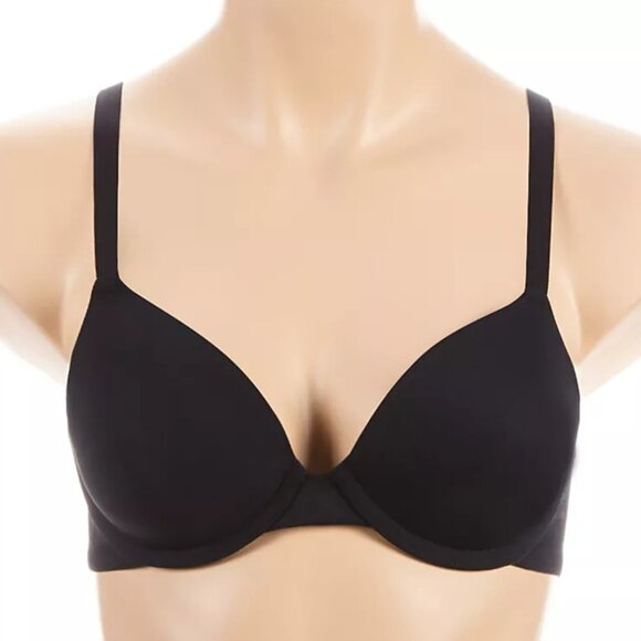 #682 DKNY Women's Lace Comfort Demi Bra in Black | Plus Size 36B | HerRoom.com - Picture 2 of 4